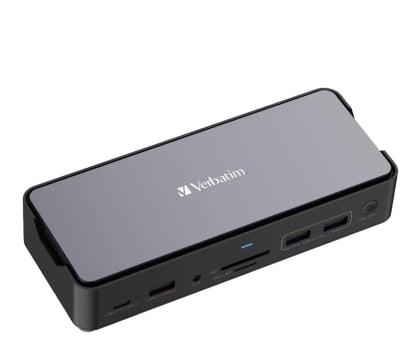 Stacja dokująca do laptopa Verbatim USB-C Pro 2xHDMI DP RJ45 4xUSB 3xUSB-C SD microSD SSD 256GB